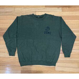 Vintage 80s 90s USMC Olive Made in USA Marines Crewneck Sweatshirt Size L